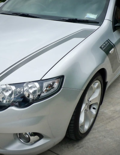 Silver XR6 left front and side after three stage detailing