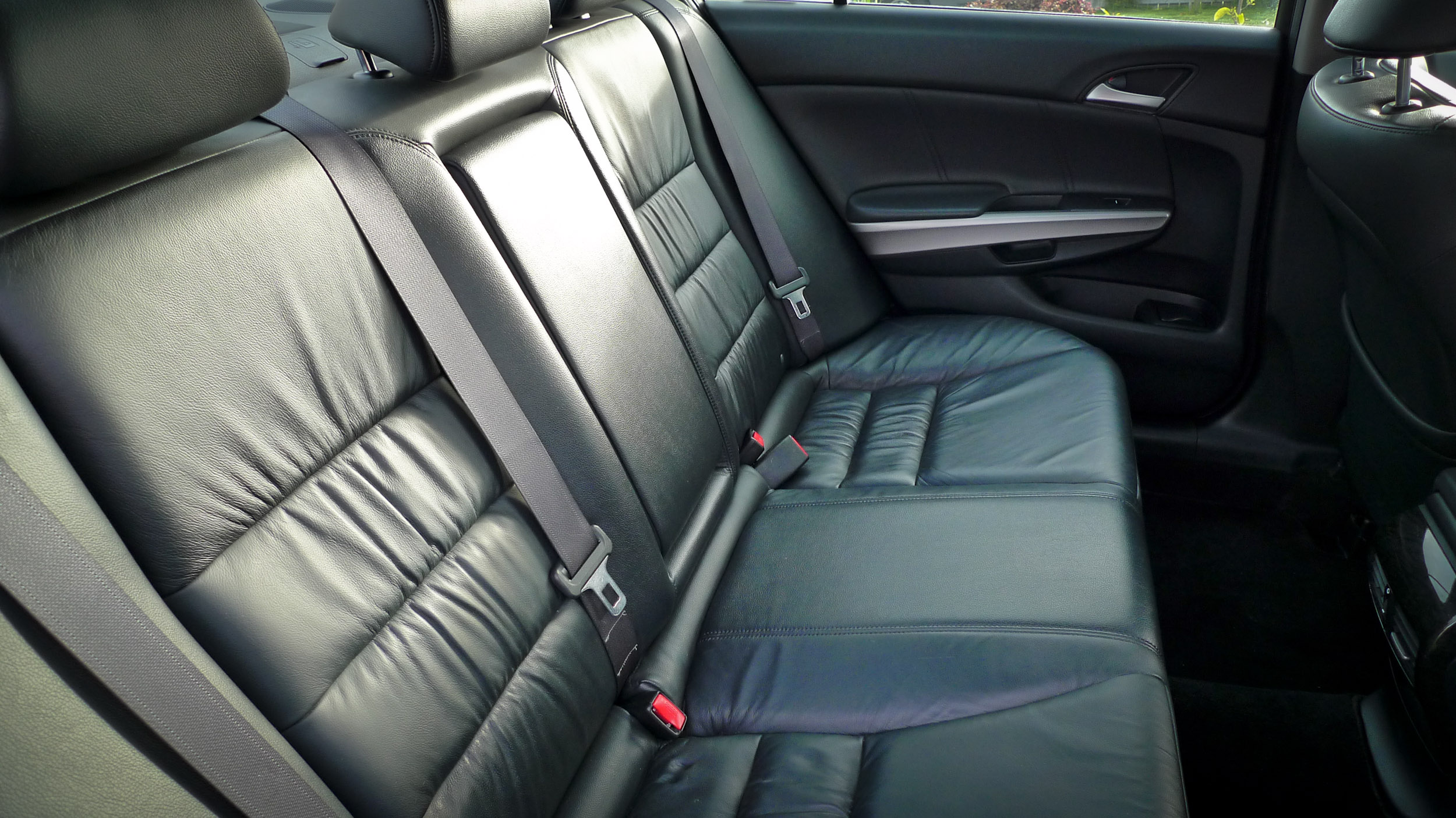 Rear leather seats after detailing and grooming