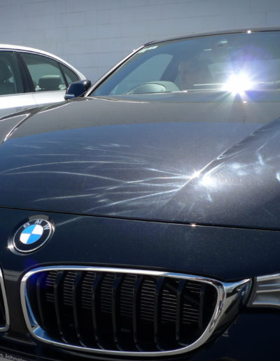 Swirls on BMW bonnet before repair