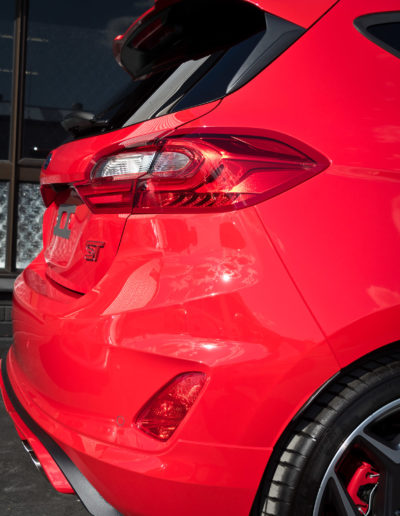 Sun shining on rear of car after coating applied