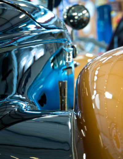 Looking through right front fender and side