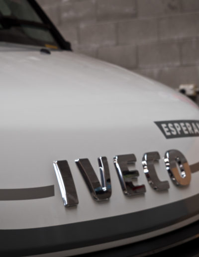 Iveco badge and bonnet view