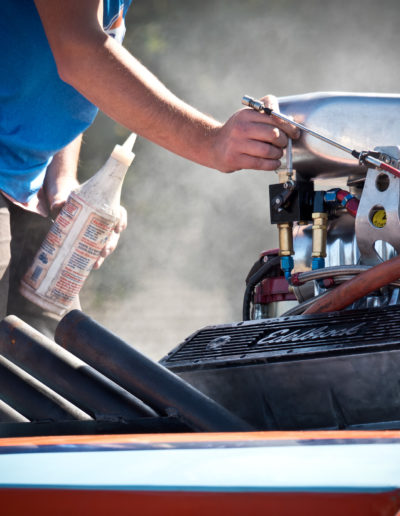 Smoke coming from V8 boat engine as it starts