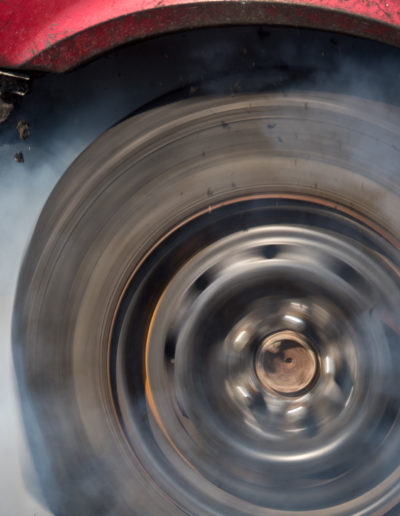 Tyre bursting in burnout