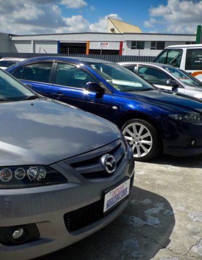 Vehicles lined up after repairs