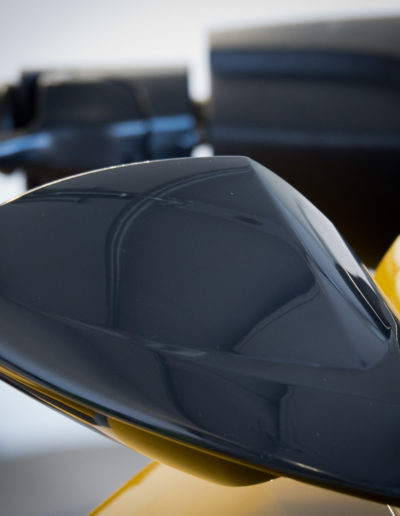 Right side mirror housing with ceramic coating applied