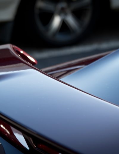 Looking over over rear boot lid wing after coating applied