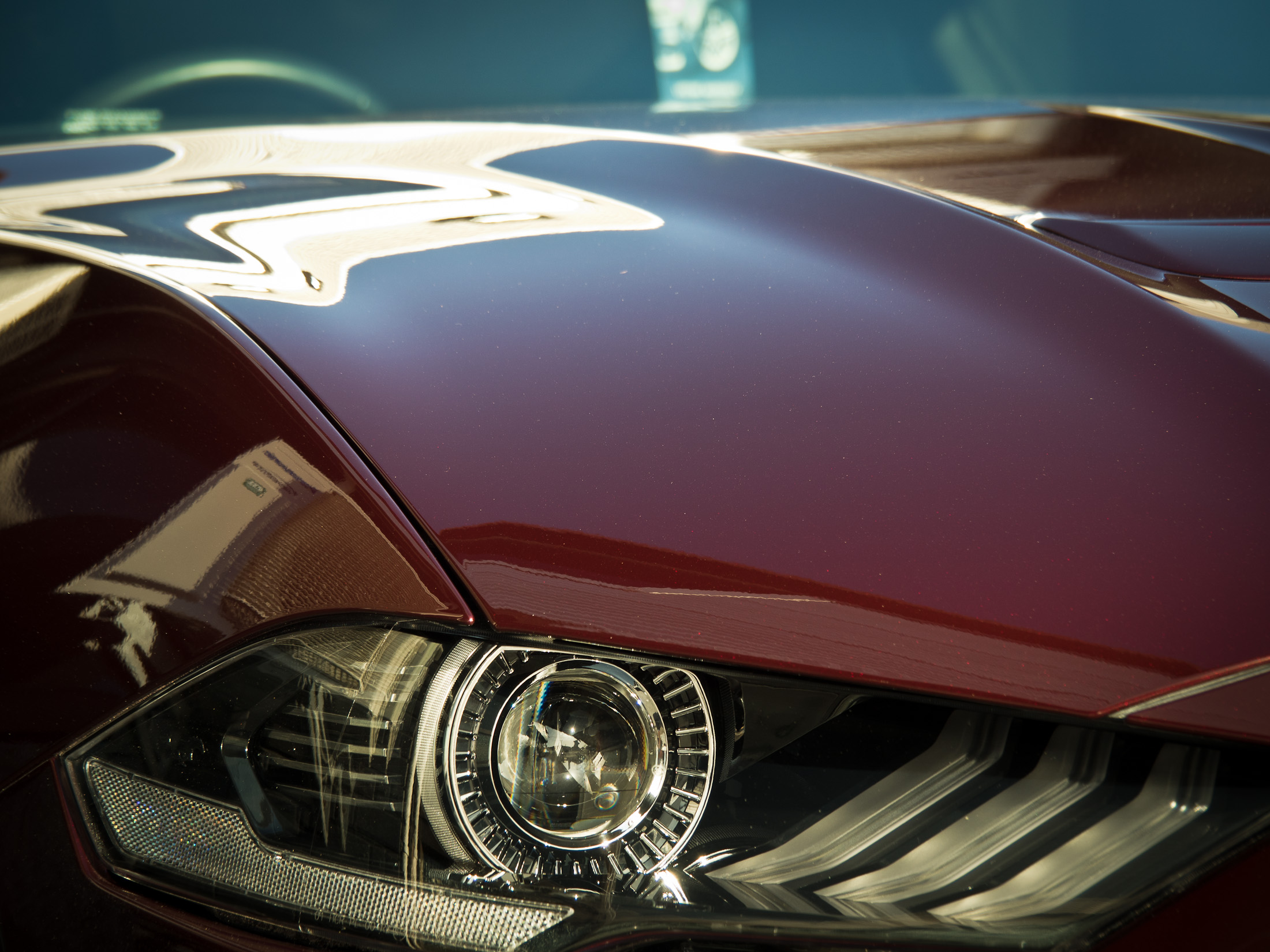 Close up of right front light and bonnet after coating applied