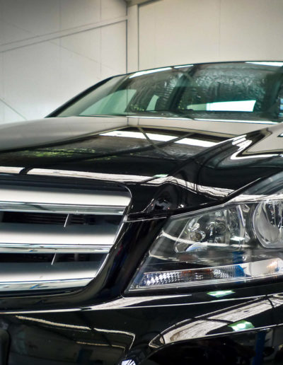 Close up of front bumper and bonnet after detailing and paint chip repairs