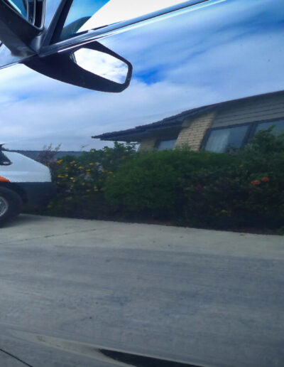 Reflections on passenger door after detailing