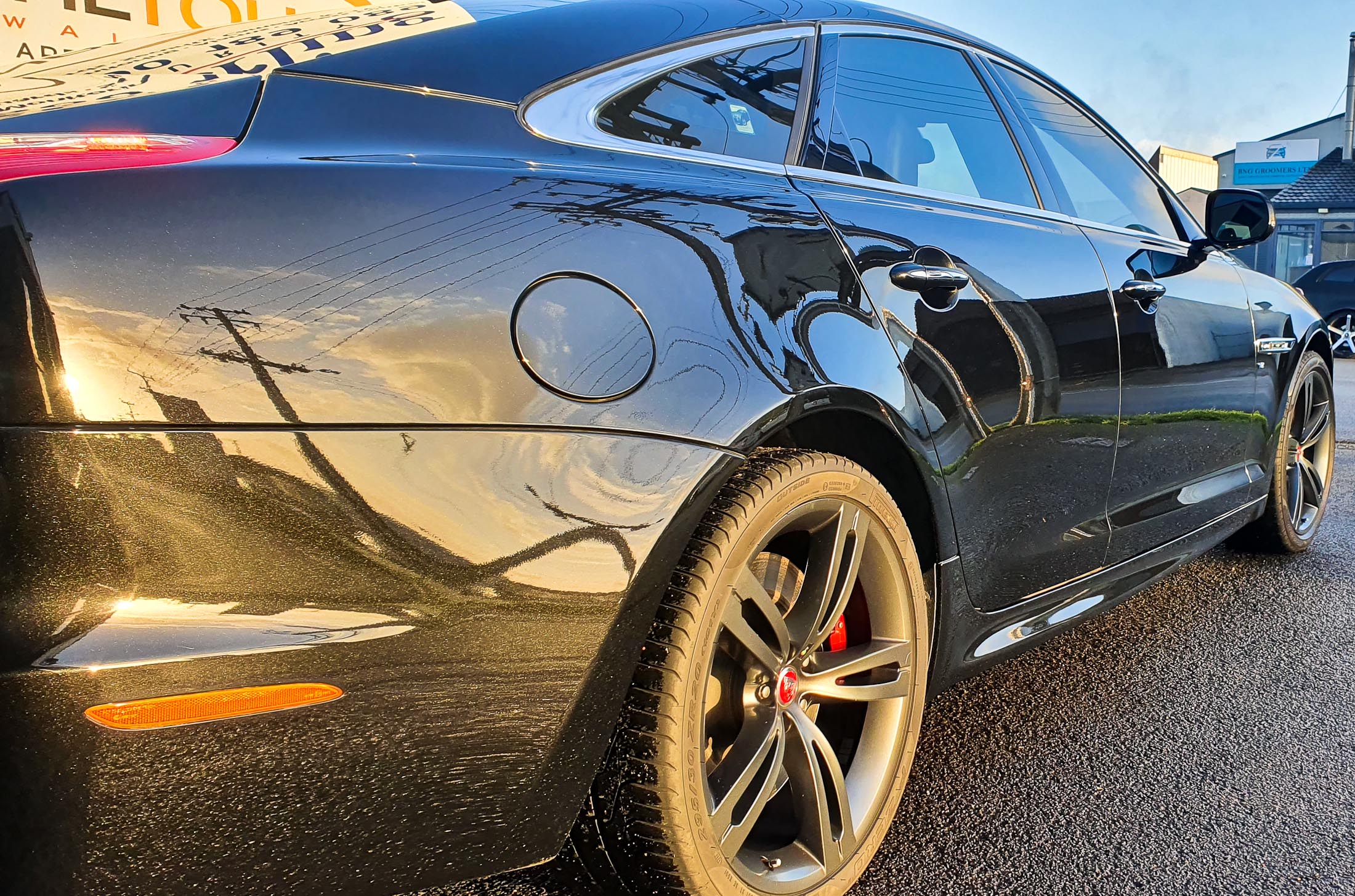 Reflections of stones in paintwork and deep gloss after coating applied