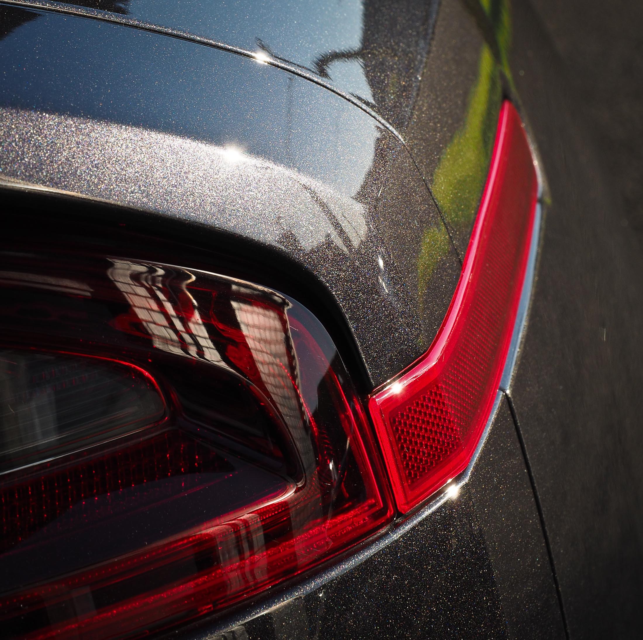 Right rear quarter panel and light close up