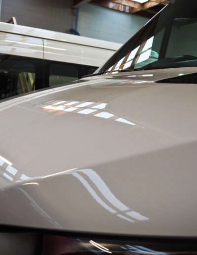 View over bonnet after coating application