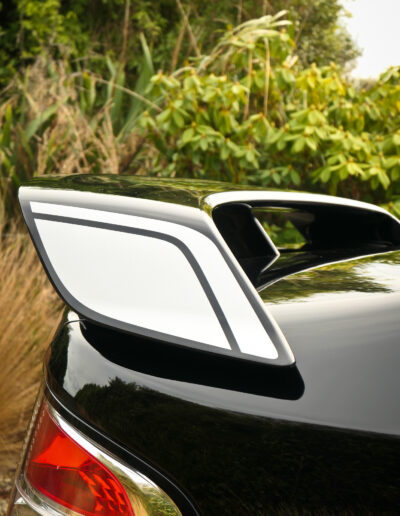 Rear wing after application of ceramic coating