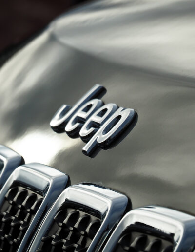 Light reflecting on bonnet after coating applied
