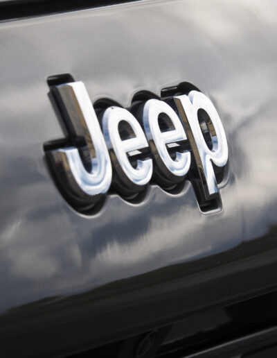 Close up of Jeep badge after coating